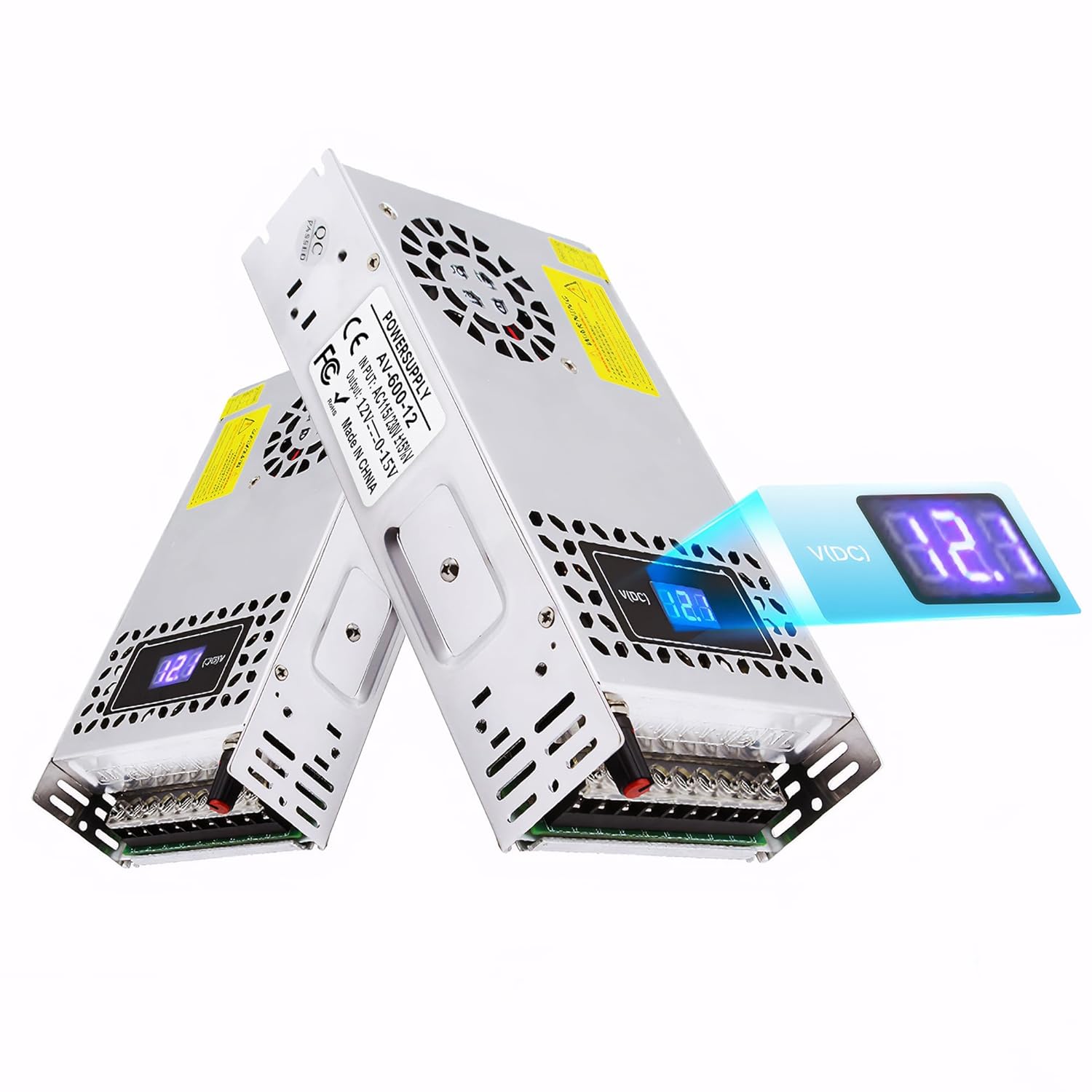

12V 600W Adjustable DC Power Supply 0-12V with LED Display for LED Lights, Car Stereo, Automotive Use