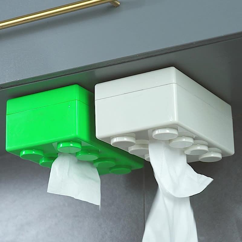 Blocchi creativi con scatola per fazzoletti a molla Portarotolo da parete senza perforazione Portasciugamani da bagno per il viso