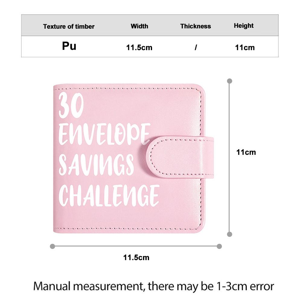 30 Envelope Savings Challenge Binder PU Leather Budget Book for Savings Challenge Waterproof Reusable