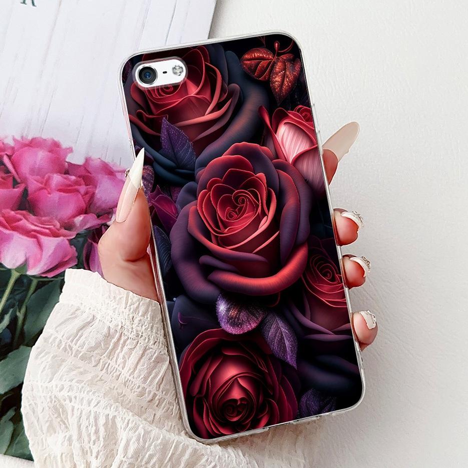 Für Apple iPhone 5 5S Hülle iPhoneSE Luxuriöse Bemalte Blumenhülle Weiche Silikon-Handyhülle Für iPhone SE 2020 2022 iPhone5 Fundas