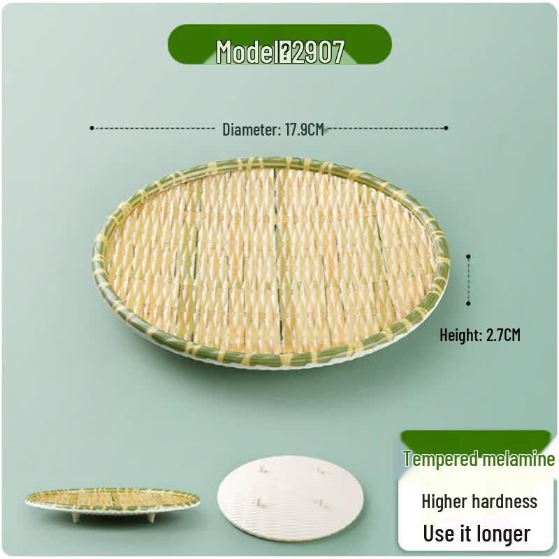 Japanese Style Melamine Imitation Bamboo Weave Serving Plates