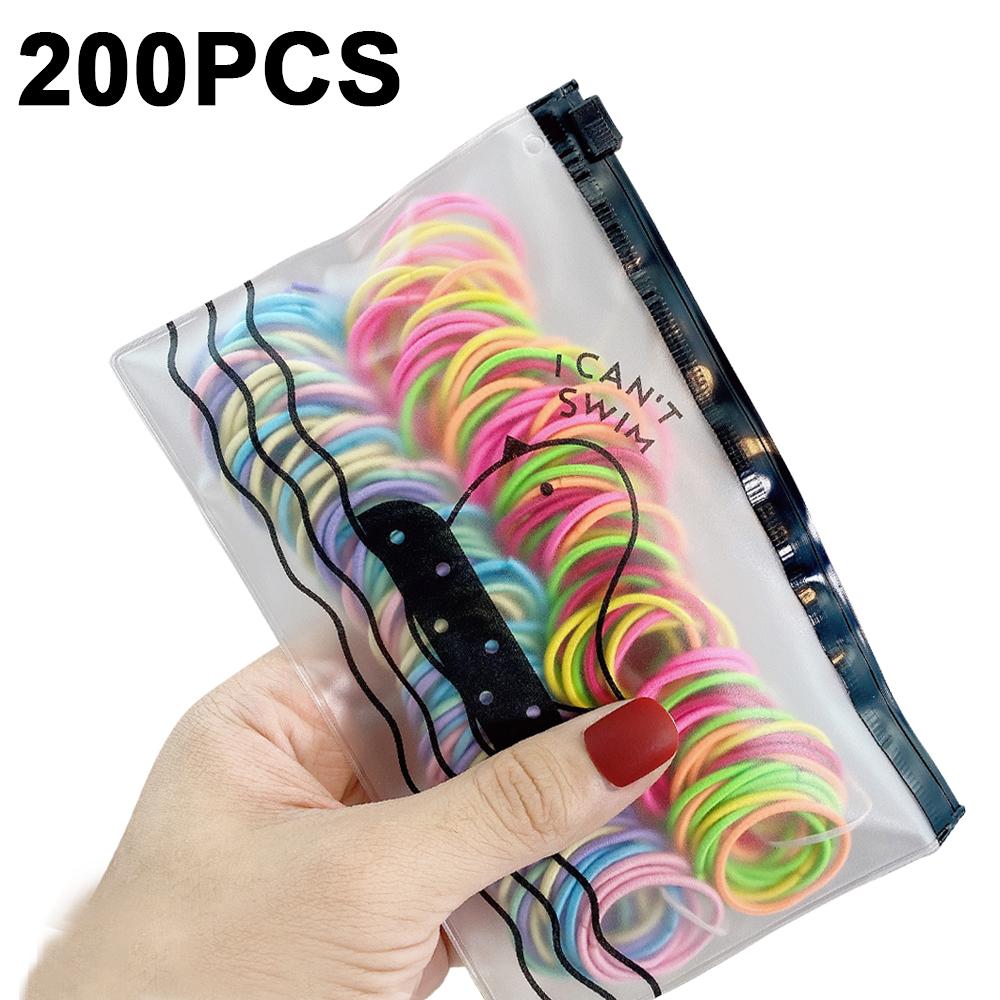 200/300/500 Pack High-quality Elastic Nylon Hair Bands For Girls Colorful Rubber Band Kids Hair Accessories Headdress