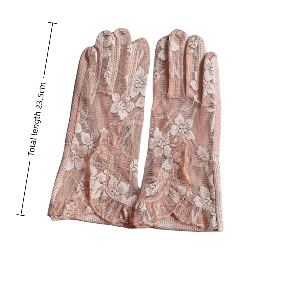 Elegant Hollow Touch Screen Gloves Breathable Anti-skid Sunscreen Gloves Lace Mesh Short Thin Gloves Driving UV Gloves