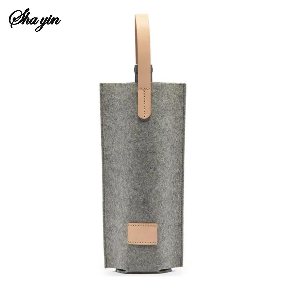 1 Stück Isolierte Weintasche Filz Einzel Flaschenträger Gepolsterte Kühltasche für Weinliebhaber Hochzeits-Weihnachts- und Thanksgiving-Geschenktasche
