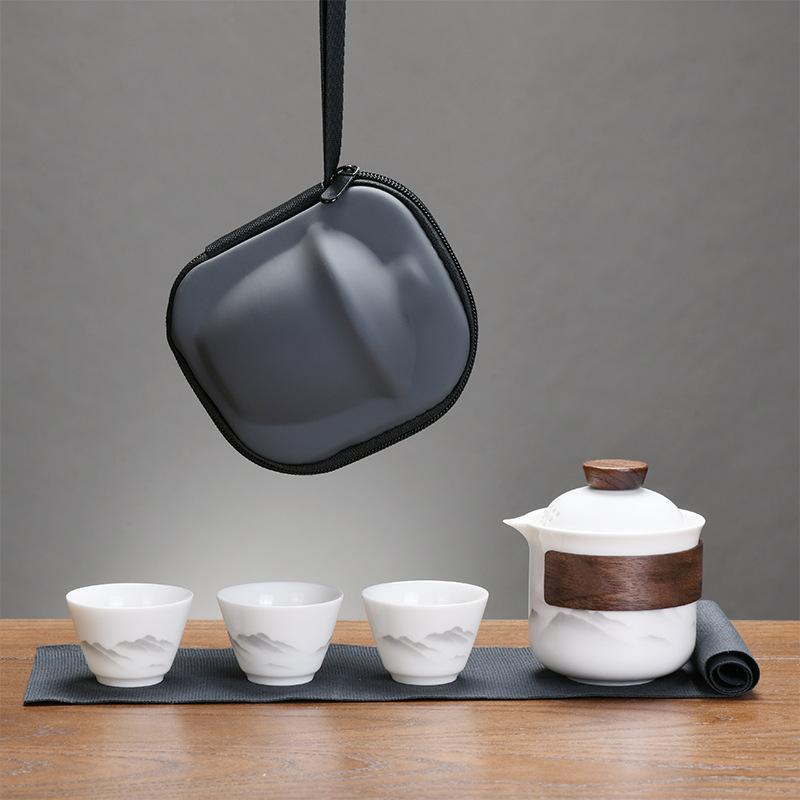 Travel tea set Portable suet jade express cup Business event souvenir