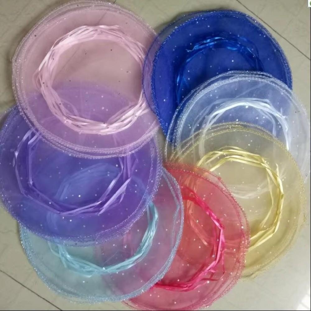 10Pcs Mesh Organza Drawstring Bag Tulle Fabric 26CM Gift Bags Round Shape Round Organza Bag
