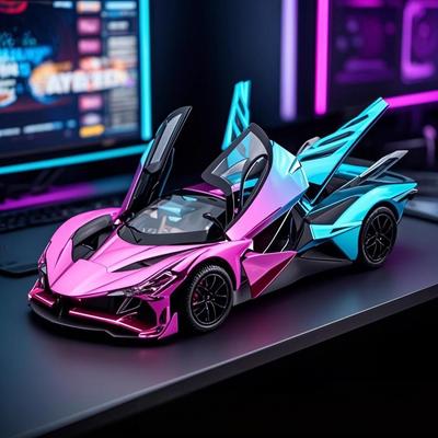 1:24 Proyecto Apolo EVO Electrochapado Coche Deportivo Modelo de Aleación Metal Fundido a Presión Sonido y Luz Tire Hacia Atrás Coche de Juguete para Niños Vacaciones