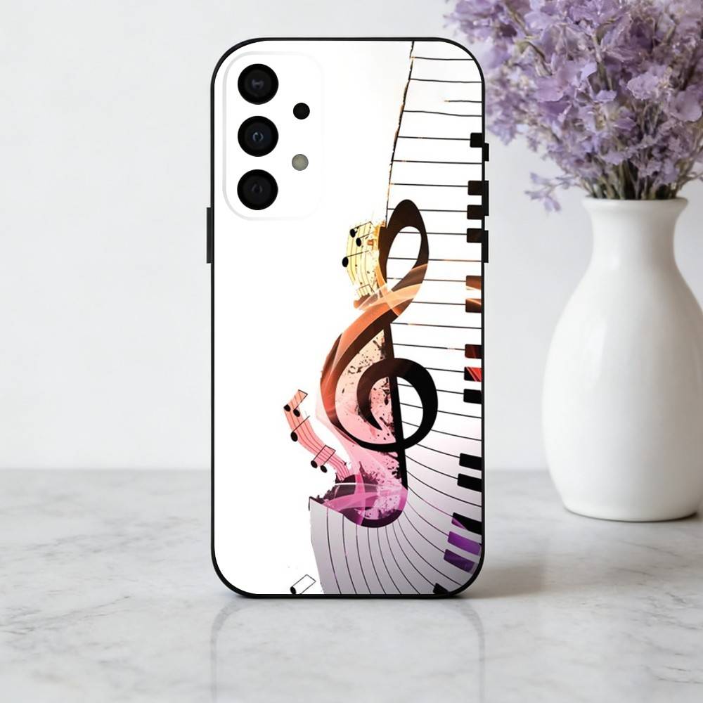 M-Music Art T-Treble Clef Phone Case For Samsung Galaxy A73,A72,A71,A70,A53,A52,A51,Soft Silicone Black Cover