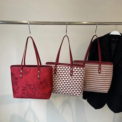 Single Shoulder Red Large Capacity Women's Bag Autumn and Winter New Versatile Tote Fashion Crossbody Bag