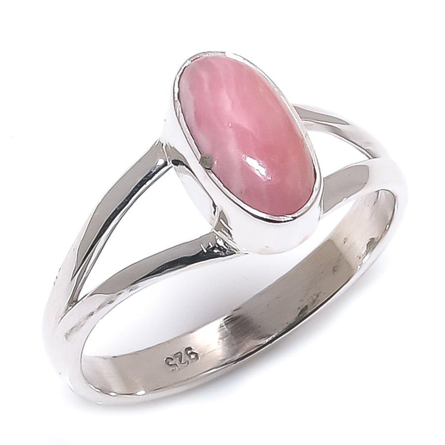 Natural Rhodochrosite Gemstone Handmade 925 Solid Silver Jewelry Ring S.9 y6G09