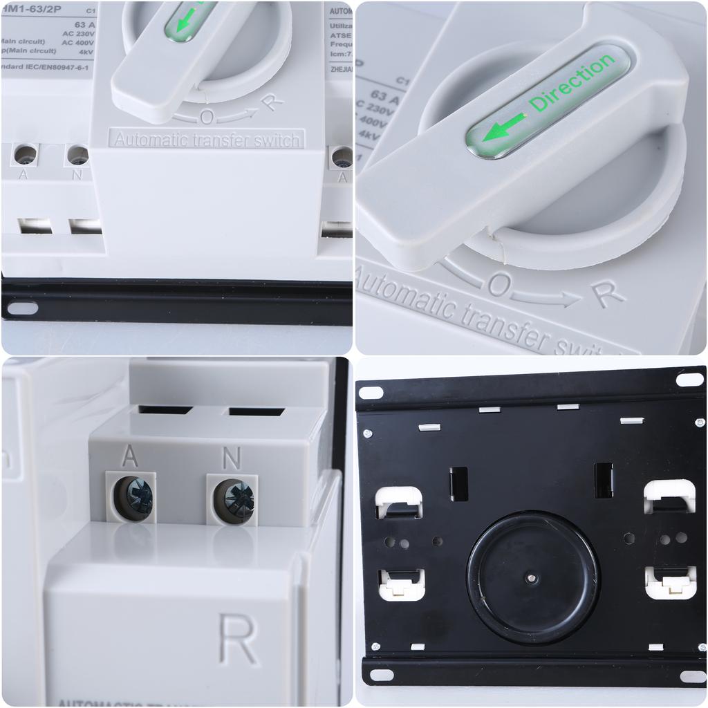 Double Power 63A Automatic Transfer Switches 2P 220V/110V Miniature Circuit Breaking Plastic for Home Electrical Safety