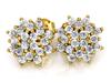 375 Gold Flower Stud Earrings with Many Cubic Zirconias, a Fashionable Gift