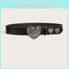 Retro Color Solid Summer Punk Leather Belt With Heart Snap Closure Look Trendy