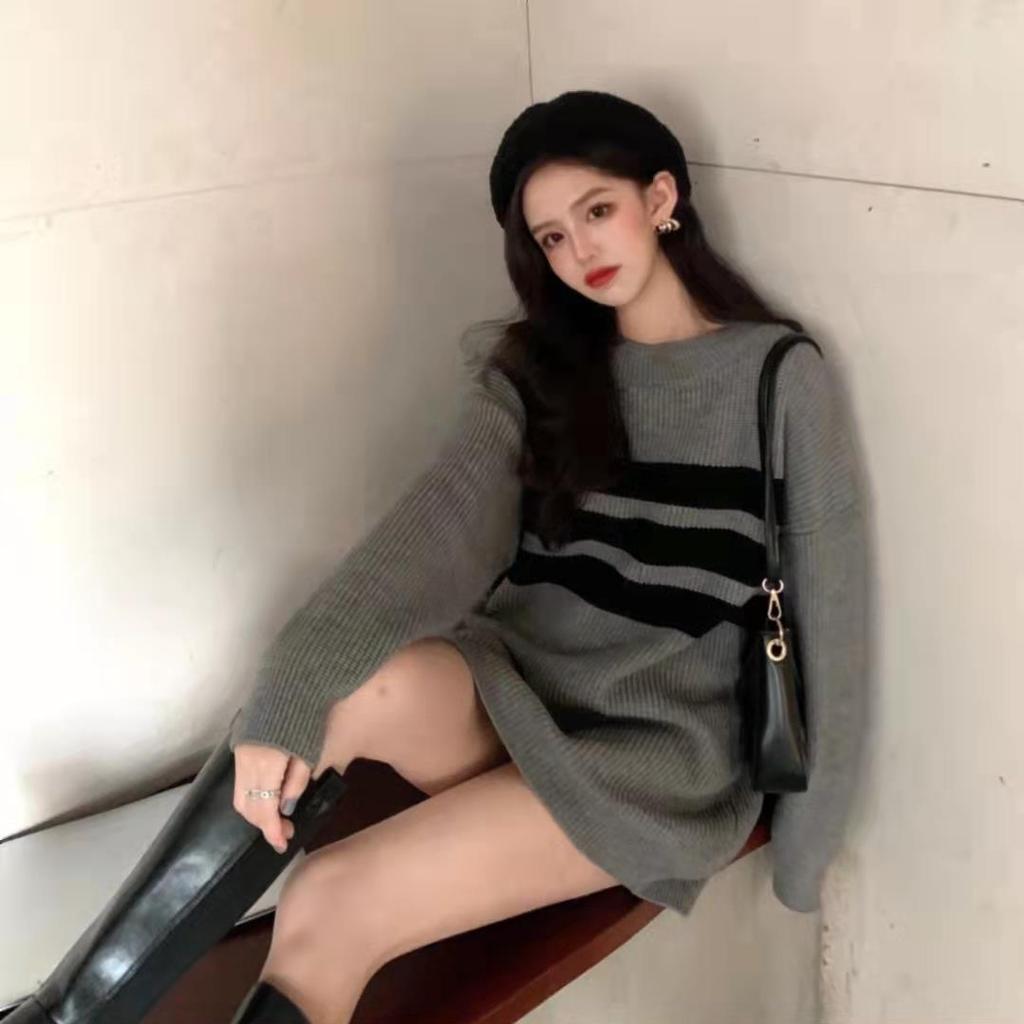 Medium and Long Sweater Loose Women Lazy Style New Spring and Autumn Wear Sweater Pullover Long Sleeve Top