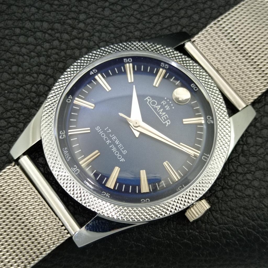 MONTRE HOMME SUISSE VINTAGE À REMONTAGE MANUEL CADRAN BLEU RECONDITIONNÉE a707125-1