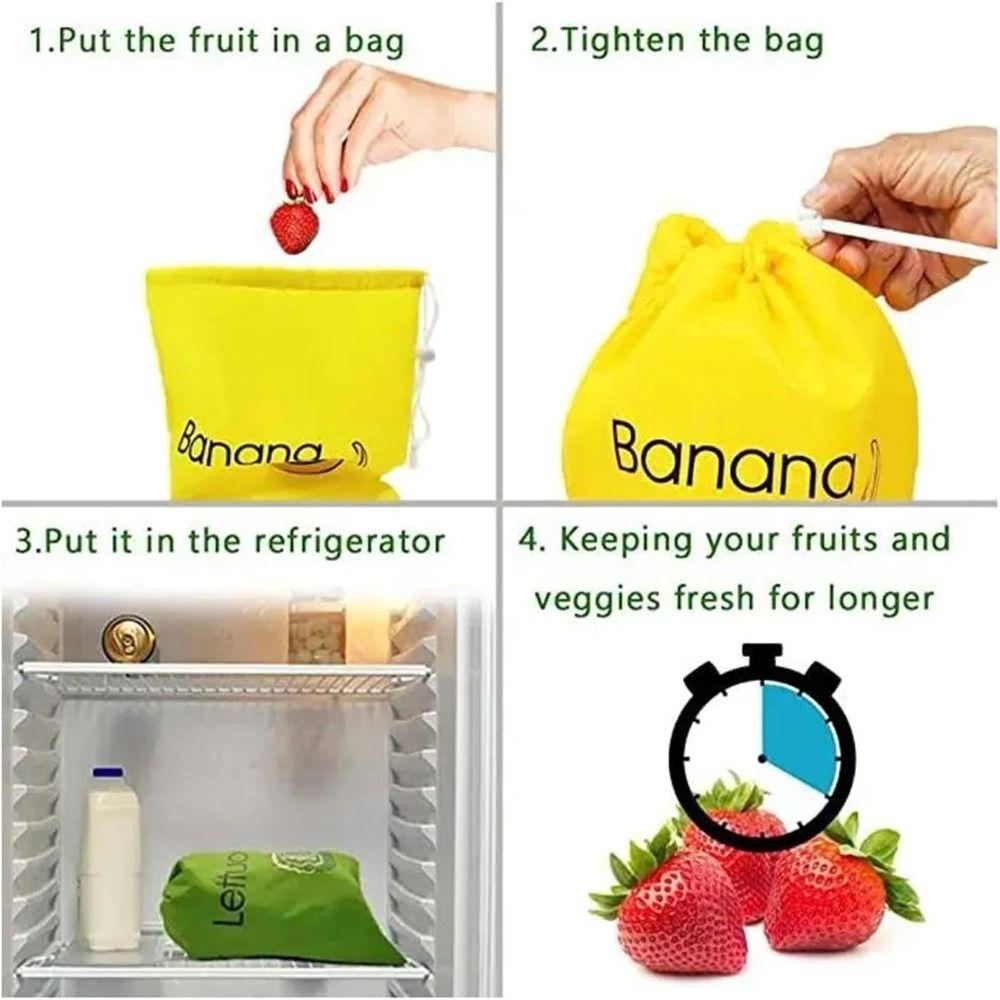 Reusable Drawstring Banana Preserve Bag Fresh-keeping Pearl Aluminum Film Produce Fresh Pouch Prevents Odor