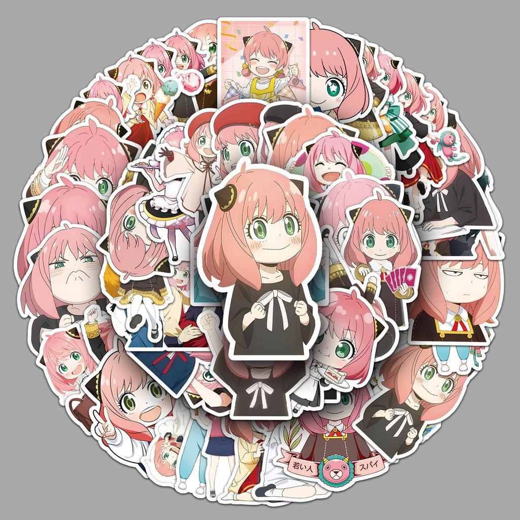 50 Cute Anya Stickers - Spy x Family Anime for Personalizing Notebooks, Phones, and DIY Projects