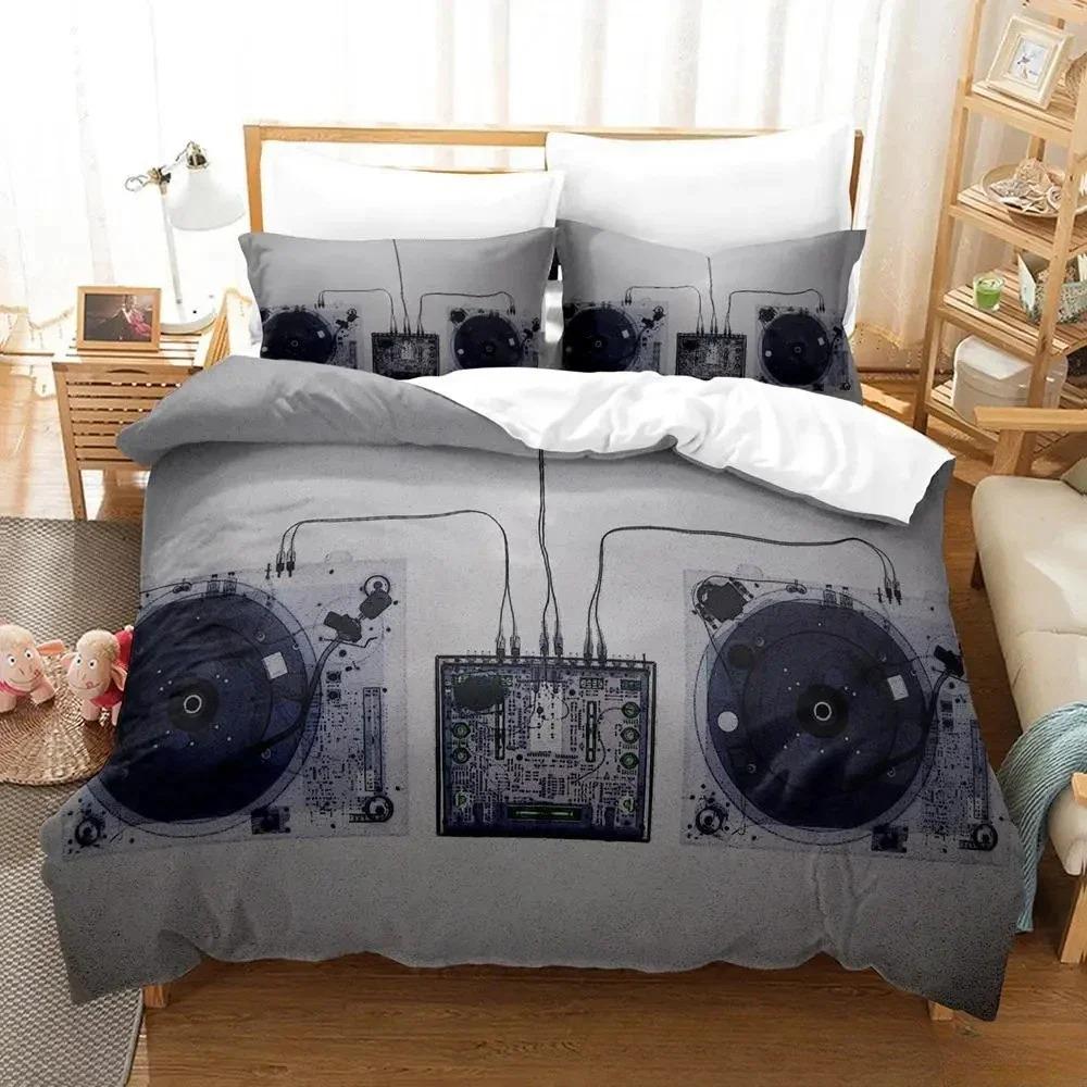 3D Music DJ Rock Bedding Set Single Twin Full Queen King Size Bed Set Adult Kid Bedroom Duvet Cover Sets Anime Parure De Lit Bed