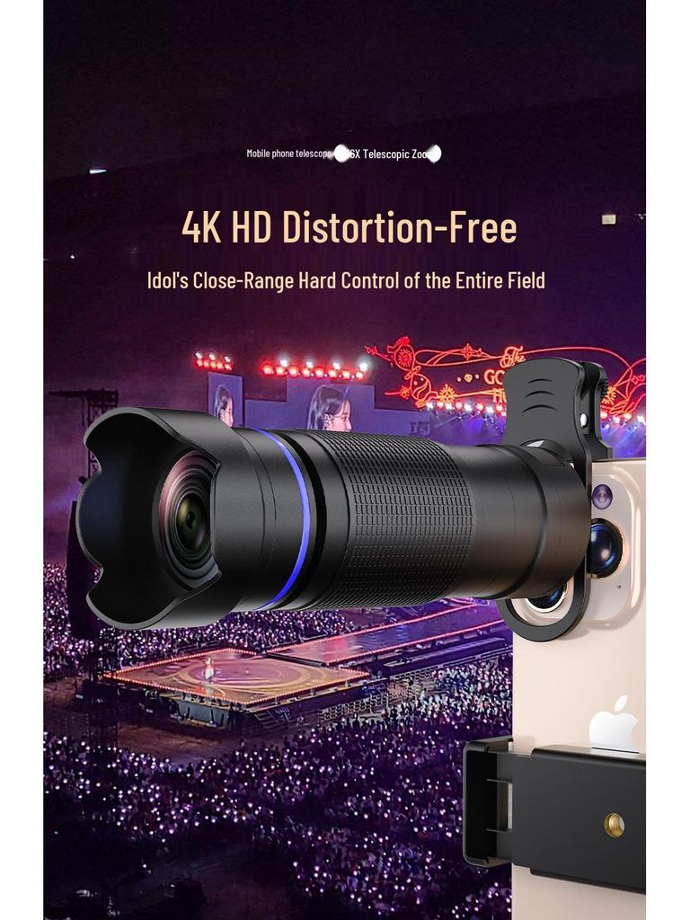 36x Telelens voor Mobiel: HD Monoculair met Breed Zicht voor Concerten, Vissen en Live Streaming