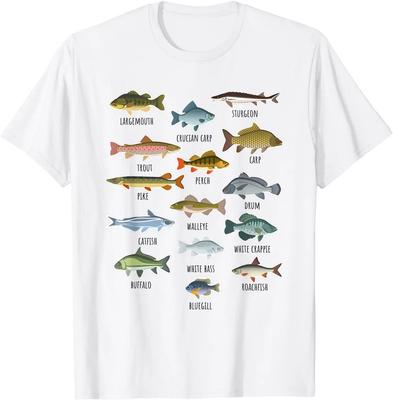 Types Of Freshwater Fish Fishing Men Tshirt Casual O-Neck...