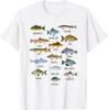 Arten Von Süßwasserfischen Angeln Herren T-Shirt Lässig Rundhals...