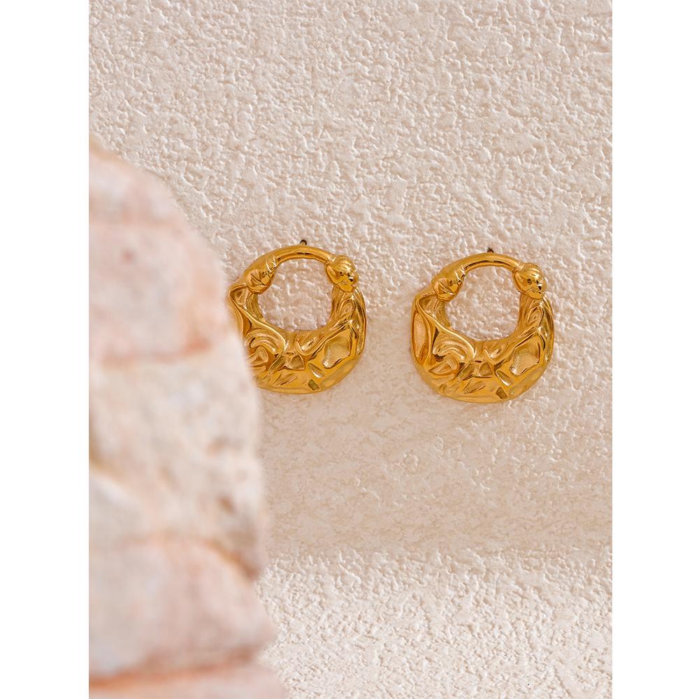 Yhpup Bag Shape Creative Stainless Steel Metal Statement Stud Earrings 18K Gold Color Plated High Quality Unusual Jewelry