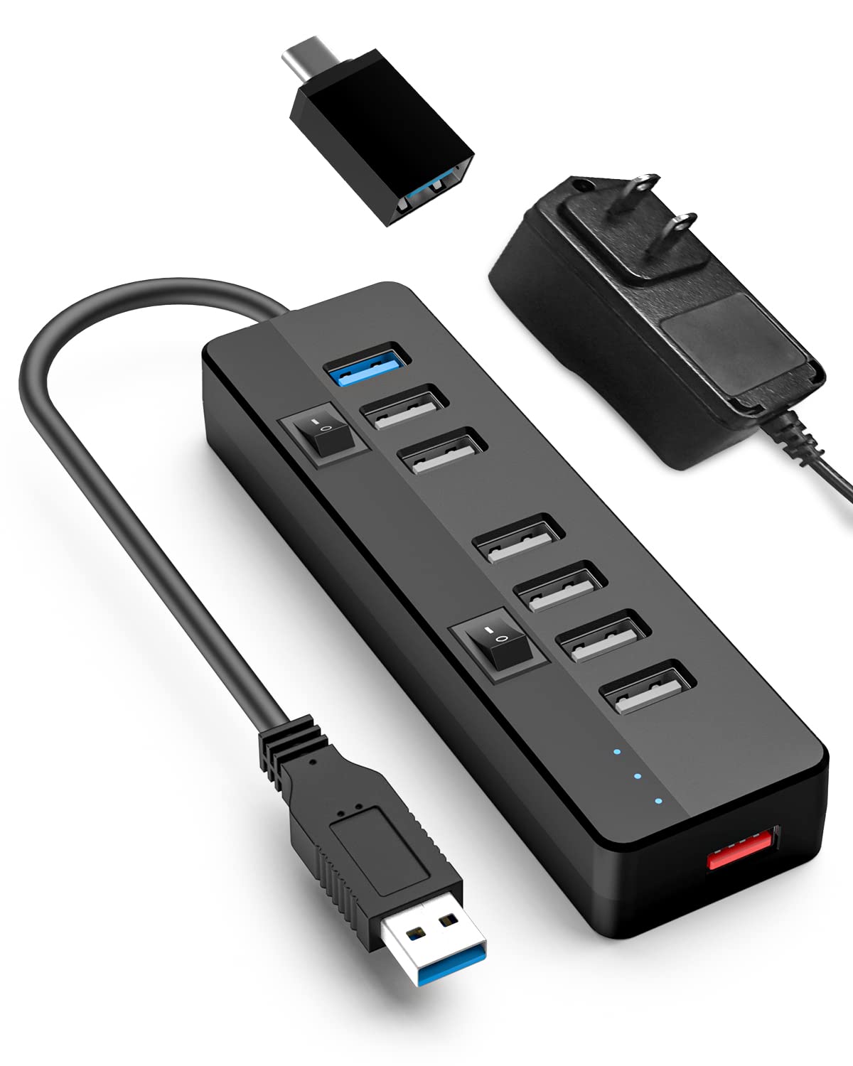 

USB Hub with 8 USB Ports 6 USB Dedicated Fast Charging USB Converter Independent Power Supply Slim and Lightweight Design Compatible with MacBook