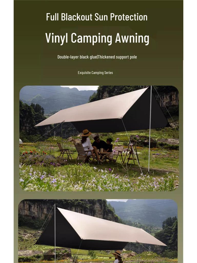 Octagonal Vinyl Camping Canopy: Thickened, Portable Sunshade & Rainproof Butterfly Awning