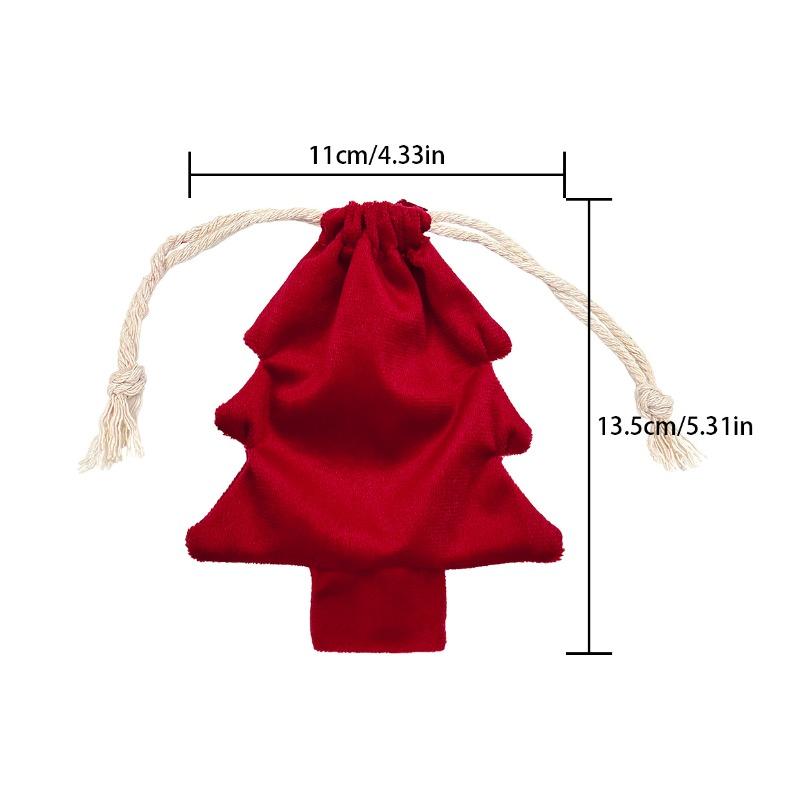 Gift for Her/Him 1pc Christmas Tree Shaped Velvet Drawstring Gift Bags, Christmas Candy Bags, Hangable Christmas Tree Ornaments
