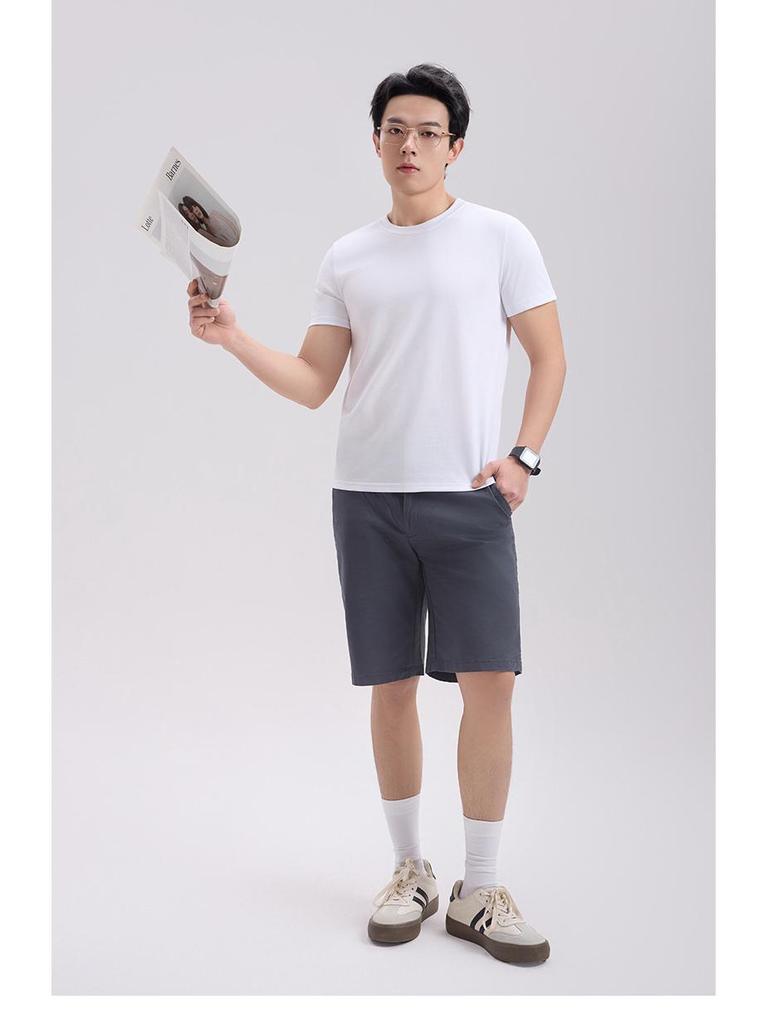Bamboo Cotton Men's Short Sleeve Round Neck T-shirt - Breathable, Casual, Trendy Korean & Hong Kong Style for Spring/Summer