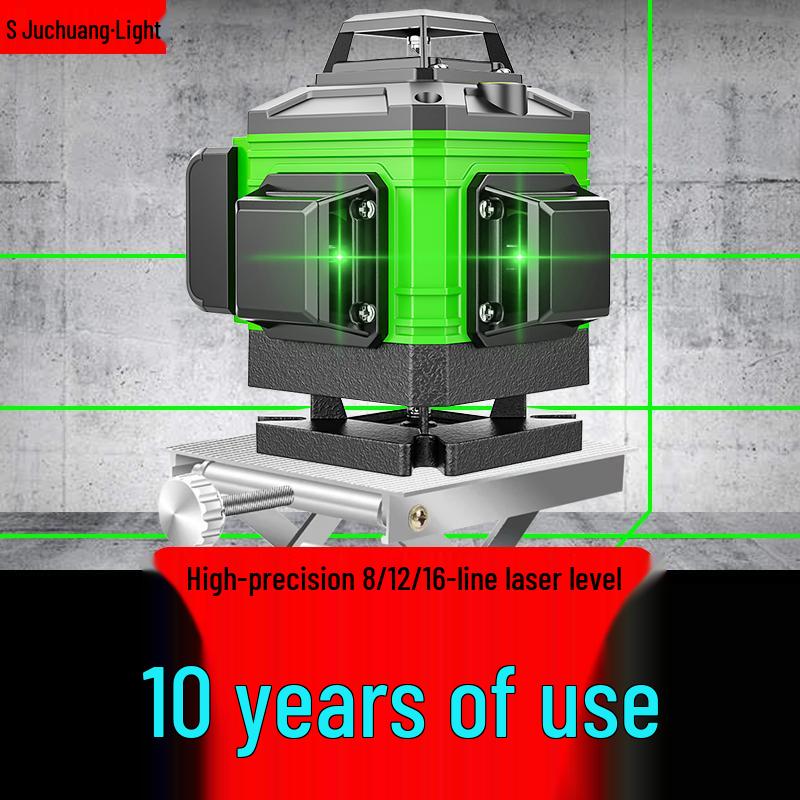 High-Precision 16-Line Green Laser Level with Wall/Floor Mount and Ultra-Long Standby