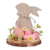Wooden Easter Bunny Decoration Farmhouse Rustic Artificial Flower Colorful Egg Rabbit Table Sign Desktop Ornament