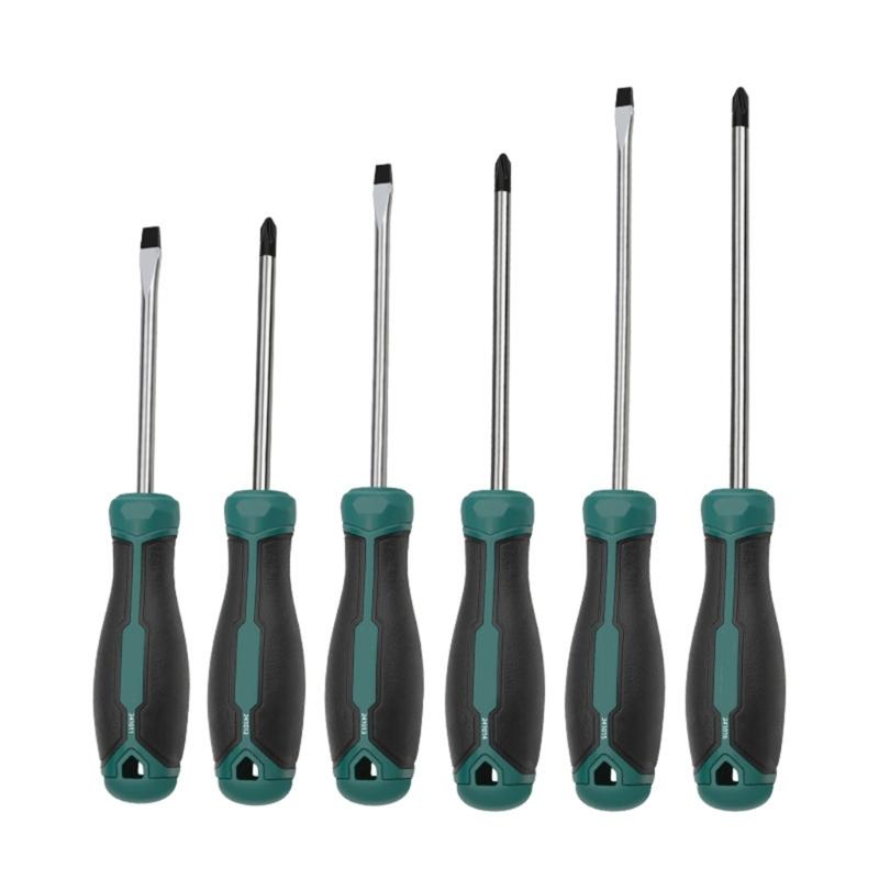 Schraubendreher mit magnetischer Spitze, 6 mm, Kreuzschlitz/flach, professioneller gepolsterter Griff für mechanische Reparaturprojekte zu Hause