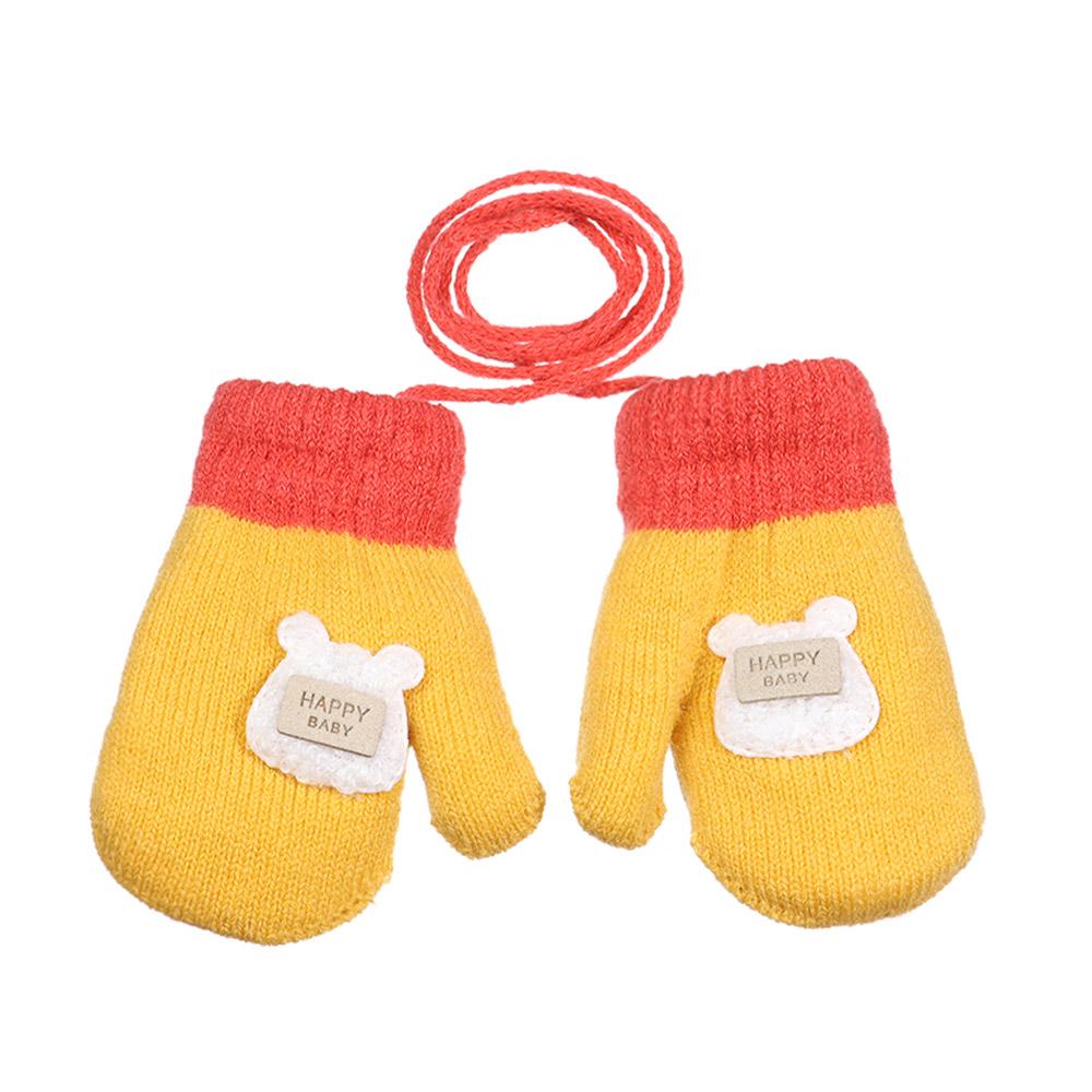 1-6Years Boy Girl Baby Thicken Mittens Hand Gloves Winter Children Kids Knitted Gloves Warm Rope Mittens Wool Keep Warm Gloves