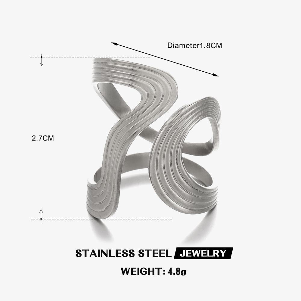 Stainless Steel Irregular Wave Rings For Women Men Creative Gold Color Adjustable Opening Rings Female Statement Jewelry Gifts