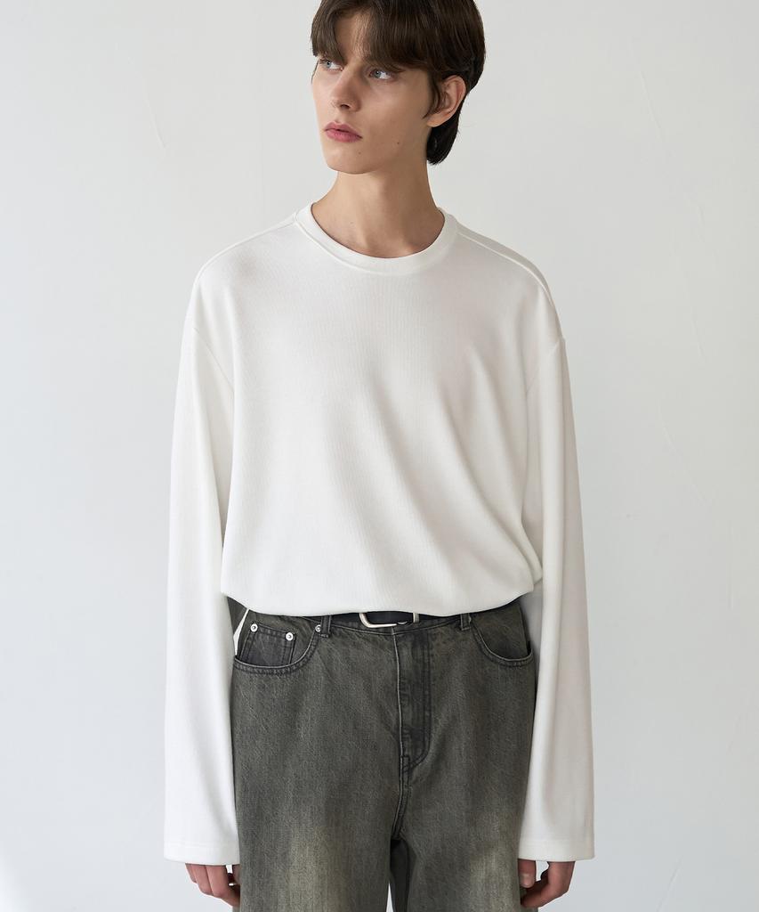 Drawfit Round Neck Knit T-Shirt [White]