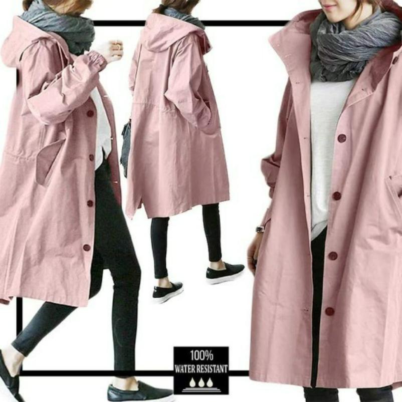 Autumn Casual Women s Mid-length Over-the-knee Windbreaker Jacket Loose Plus Size Coat XS