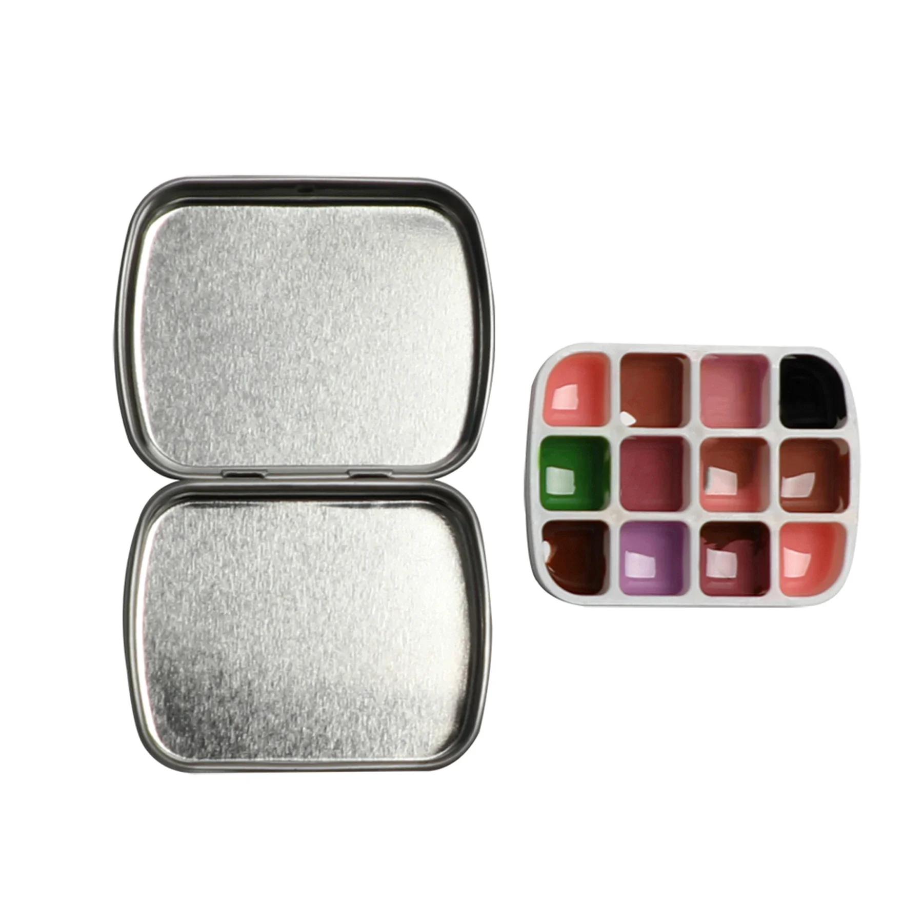 

Portable Empty Watercolor Tin Box 12Grids Mini Watercolor Paint Palette Travel Painting Paint Tray Art Supplies срібний