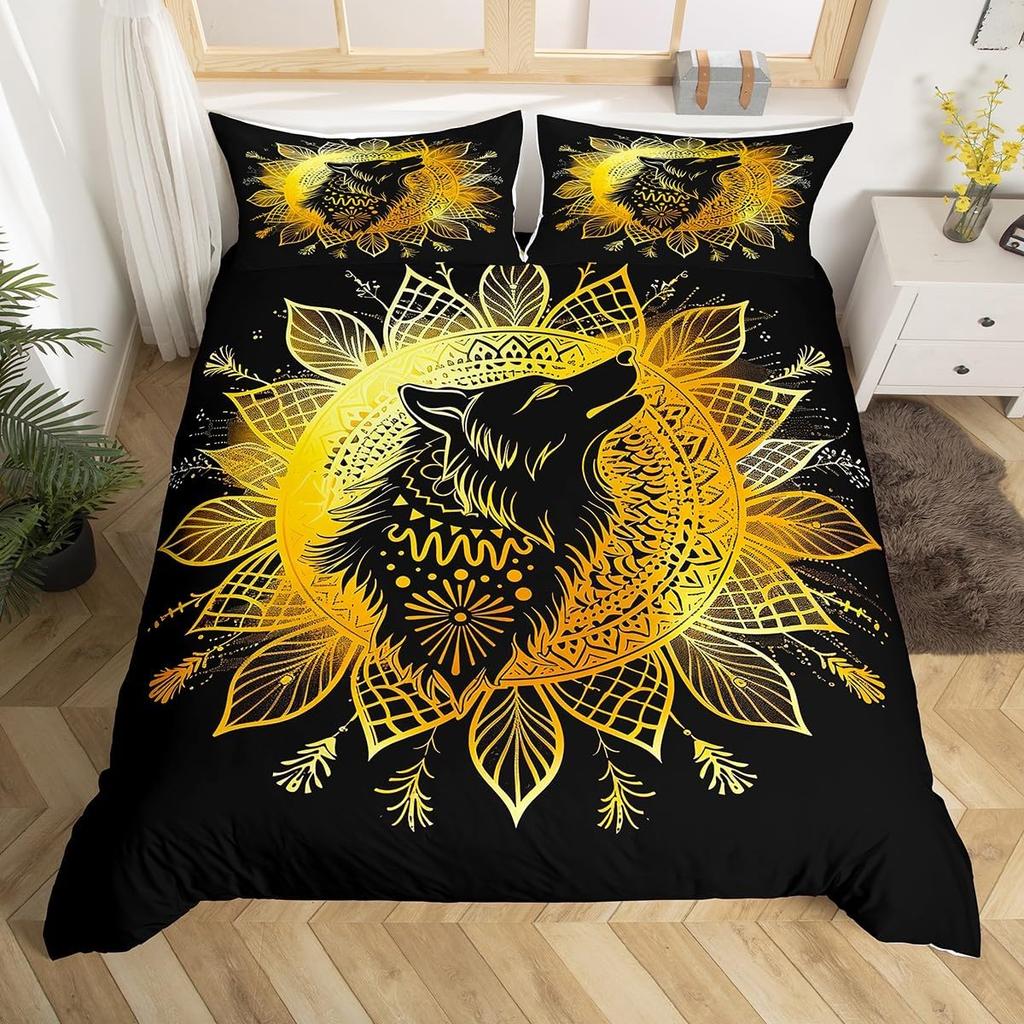 Wolf Duvet Cover Twin Queen 2/3Pcs Wild Animal Wolves Bedding Set For Boys Girls Teens Microfiber Snow Mountain Comforter Cover