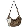 Autumn and winter American retro style leopard print brown underarm bag women's large-capacity shopping commuter messenger bag