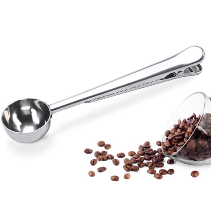 Stainless Spoon with Clip Small Kitchen Accessories Teaspoon Honey Coffee Spoon Condiments Scoop for Restaurant