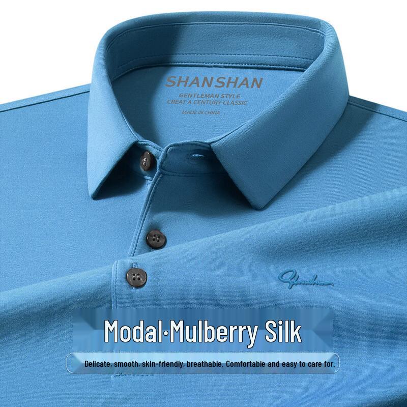 SHANSHAN Men s Modal Silk Blend Polo Shirt M