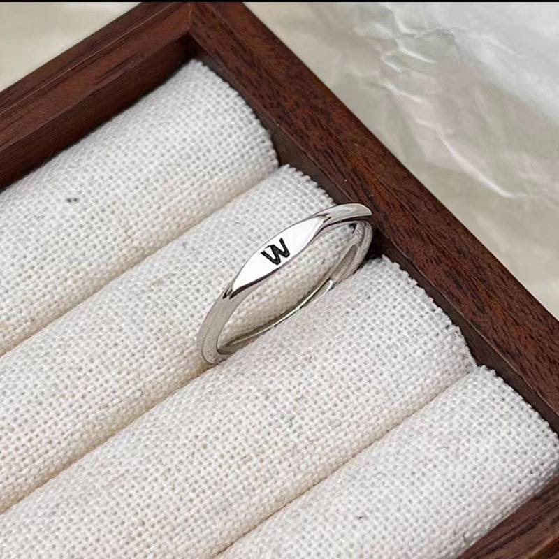 Aesthetic Wedding Tiny Initial Letter Rings Jewelry Gift Women Fashion Letter Finger Gift Stainless Steel Ring