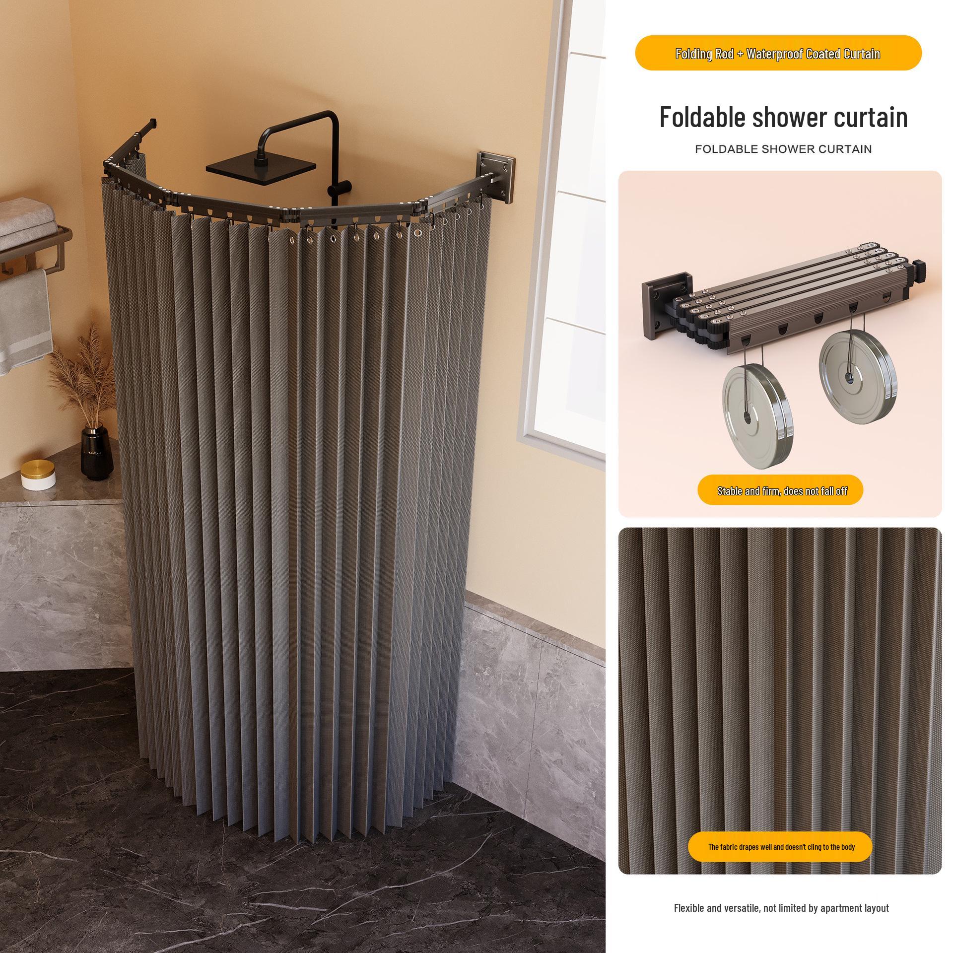 Invisible No-Drill Shower Partition Curtain for