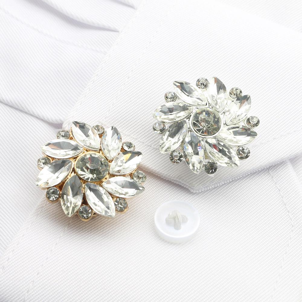 Top Selling 2 pieces of 26MM Clothing With Cufflinks, Women's Temperament Shirt, Formal Dress Cufflinks, Simple Rhinestone Cuffl