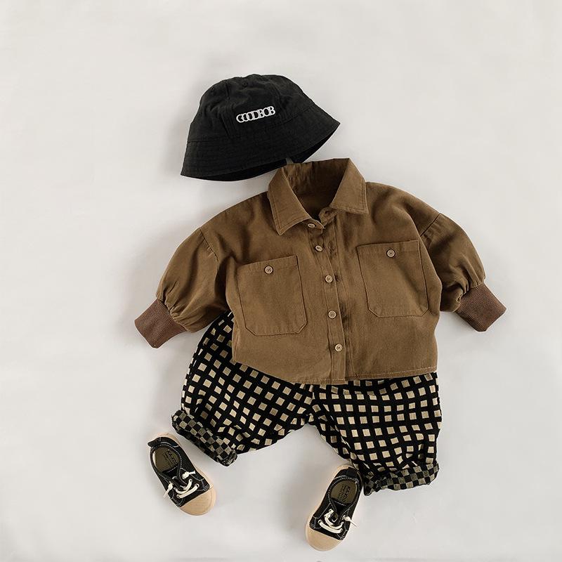 Korean Mori Style Brushed Coat for 3-5 Year-Olds - Long-Sleeve, Single-Breasted Shirt for Boys & Girls