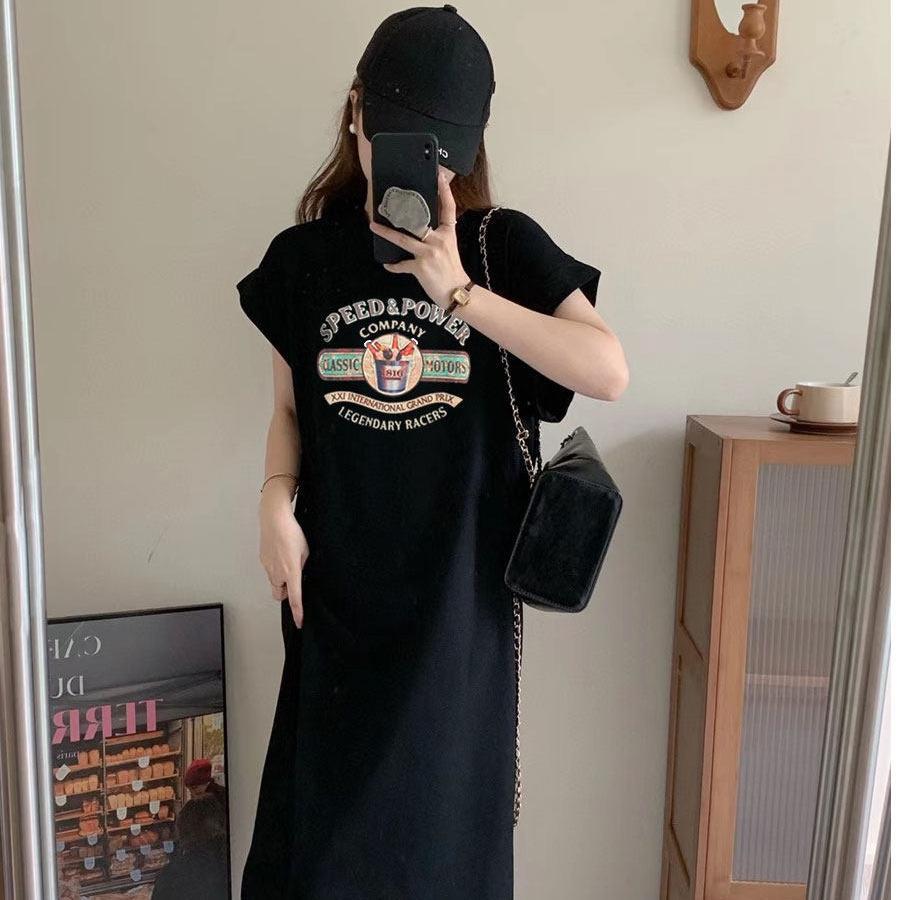 

Женская летняя свободная и непринужденная футболка для беременных женщин в стиле ленивой повседневной одежды прямое платье 4XL чёрный