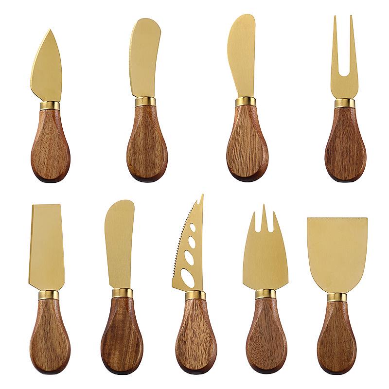 Acacia Handle Stainless Steel Cheese and Butter Knife Set