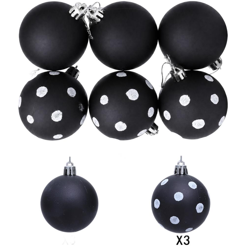 6 Piece Matte Polka Dot Plastic Christmas Ornament Balls Handmade Hanging Decor for Tree Holiday Home Display Use