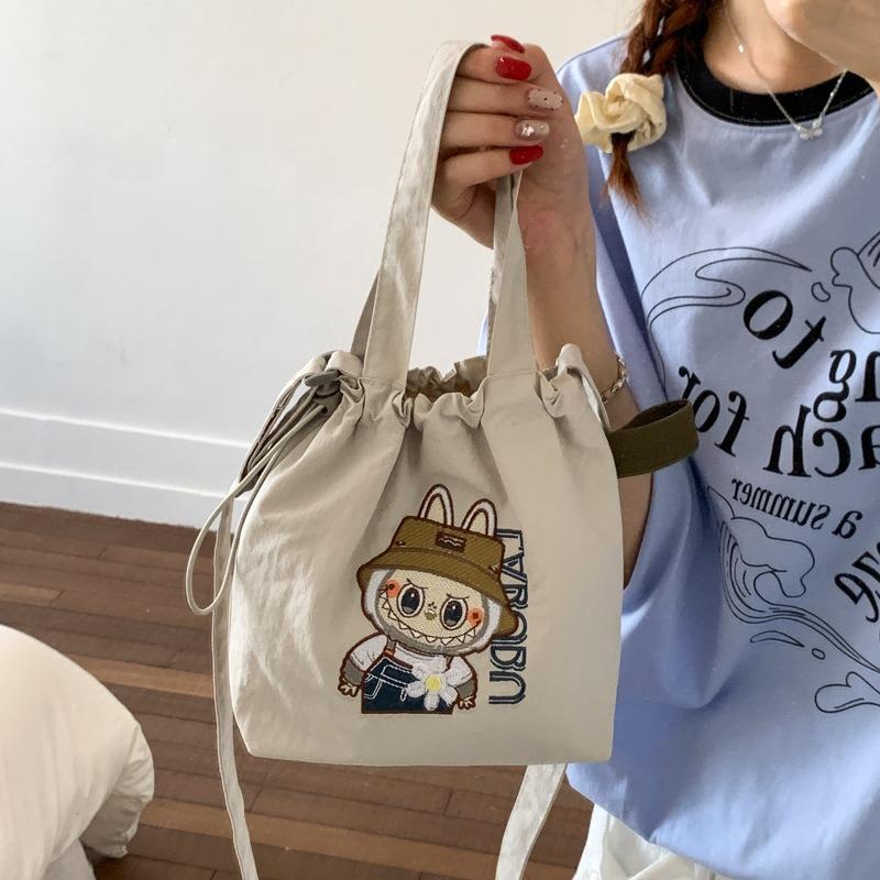 Cute cartoon canvas bag handbag new large capacity shoulder messenger bag student high value shopping bag